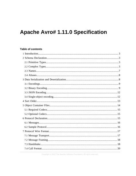 Specification Apache Avro