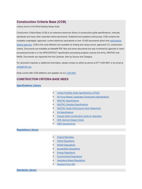 SpecsIntact Software WBDG - Whole Building Design Guide - NASA