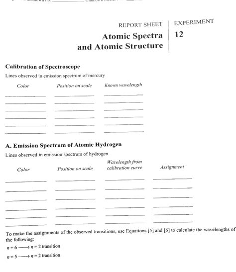 Spectra Report Atomic Lab Answers