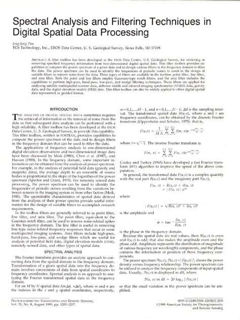 Spectral analysis and filtering techniques in digital spatial data ...