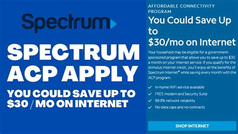 Spectrum connectivity program. The Affordable Connectivity Program (ACP) assists. eligible households. to pay for internet services through federal funding. ACP enrollment has ended. ACP is no longer accepting . new applications. Because of the wind-down of the program, the ACP has stopped enrollment. As of February 8, 2024, no new applications will be processed. 
