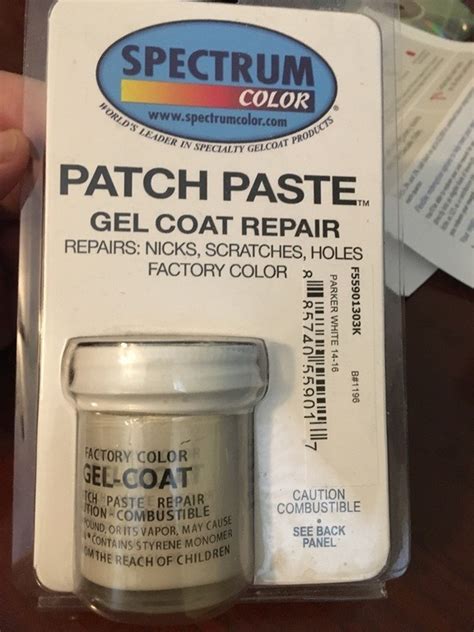 Spectrum gelcoat patch paste.  I followed their sanding directions.  Spectrum GE...