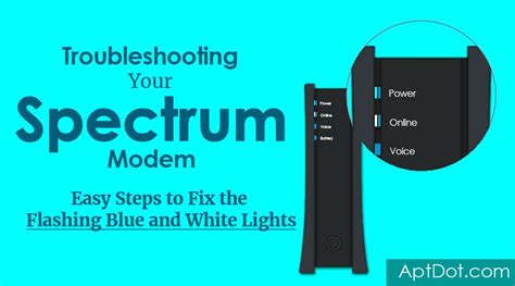 Why is My Spectrum Modem Flashing Blue and White Lights? According to experts, the major reason behind your Spectrum Modem lights blinking blue and white is that it is trying to establish a connection. In other words, your internet connectivity is temporarily disrupted, but the modem is still trying to catch signals to provide you with stable ...