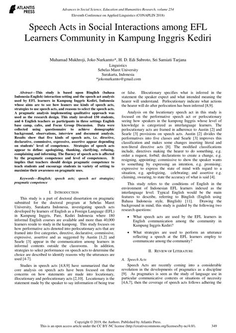 Speech Acts in Social Interactions among EFL Learners …