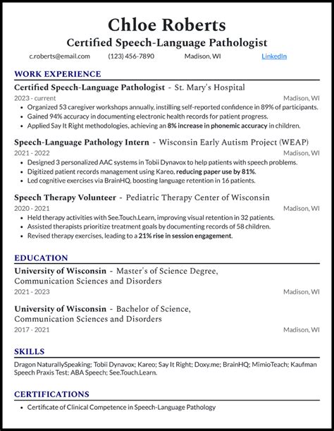 Speech Pathologist Resume Template