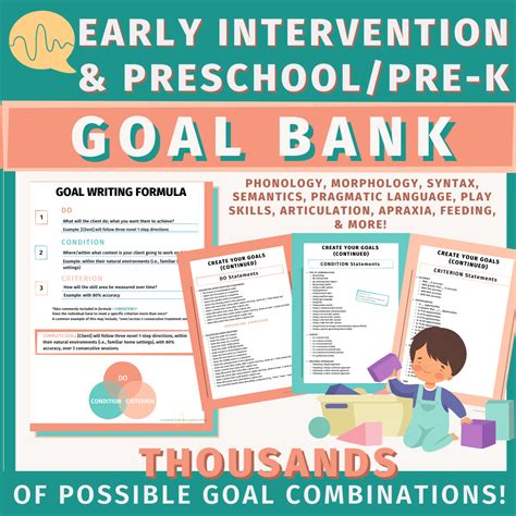 Speech language pathology goal bank. Writing Expressive Language Goals. Below you will find our Communication Community Goal Writing Formula that we use for writing all communication goals (e.g., receptive, expressive, pragmatic, etc.). As seen above, speech goals should be written with 3* components in mind: the DO statement, the CONDITION statement, and the … 