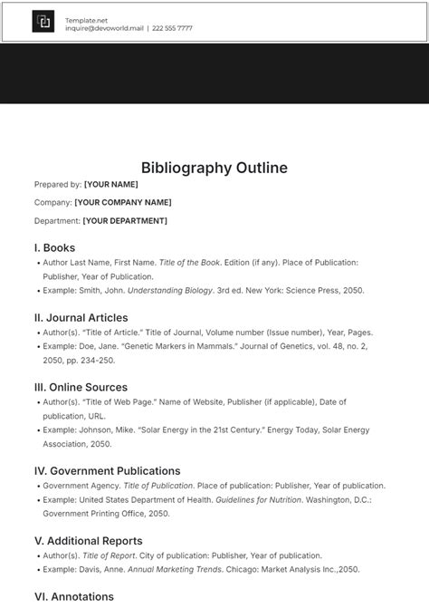 Speech outline bibliography example