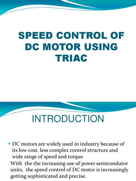 Speed control of dc motor using triac pdf download.  motor is of conside...