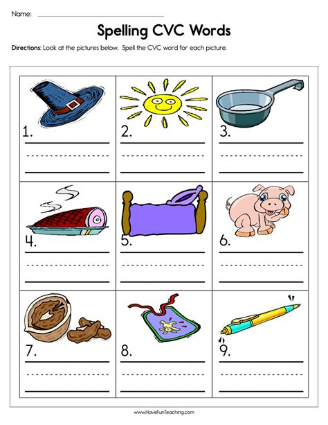 Spelling CVC Words Worksheet by Teach Simple