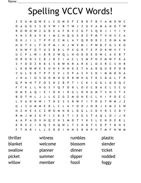 Spelling Pattern VCCV Word Search WordMint