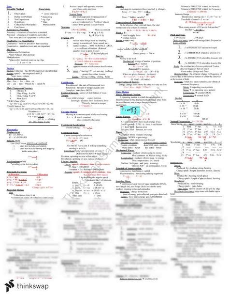 Spice of Lyfe Physics 1 Formula Cheat Sheet