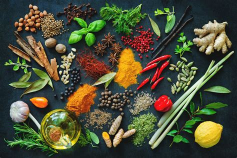 Spices and herbs. When using herbs in salad dressings, allow the herbs to soak in the acid for at least 15 minutes to 1 hour before dressing the salad. To work the flavors of spices and herbs into meat, poultry, or fish, rub them in with your hands before cooking. 