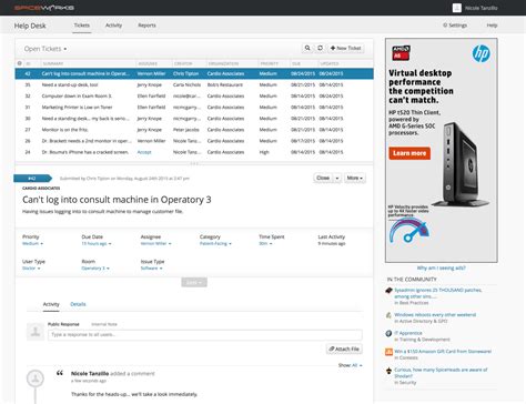 Spiceworks help desk. Hey SpiceHeads, You must be wondering why things have been a little quiet in regards to the Spiceworks Help Desk Server (HDS). That is because we have been working hard to roll out some exciting features for SpiceWorld. HDS 1.1.0 is here! With your feedback in mind, HDS now works with VMWare … 