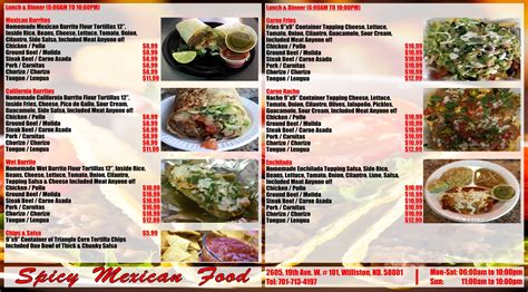 Spicy mexican williston nd. Spicy Mexican Food, Williston: See 5 unbiased reviews of Spicy Mexican Food, rated 3.5 of 5 on Tripadvisor and ranked #34 of 62 restaurants in Williston. 