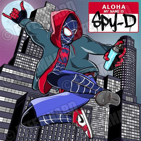 Spider Man / Miles Morales Graffiti Street Art Holographic Etsy
