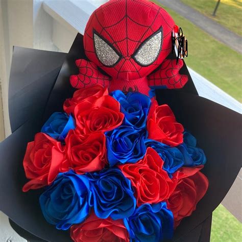 Spider man bouquet. Handmade The Avengers Crochet Bouquet,Red Rose bouquet,Spider Man crochet ornament,Knitting Flower, Birthday gift,Mother's day gift (3.9k) Sale Price $39.99 $ 39.99 