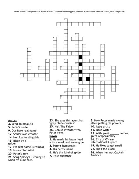 Spider man newspaper crossword. The Crossword Solver found 30 answers to "Newspaper rival of the Bugle in Spider Man universe", 10 letters crossword clue. The Crossword Solver finds answers to classic crosswords and cryptic crossword puzzles. Enter the length or pattern for better results. Click the answer to find similar crossword clues . Enter a Crossword Clue. 