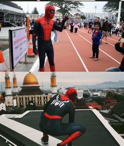 Spiderman Hadir Bersama Warga di Lapang Merdeka Sukabumi