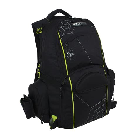 Spiderwire fishing backpack. Color. Black. Dimensions. 22.3in L x 9.6in W x 5in H. Waterproof. Water-resistant. Spiderwire Sling Pack - Lightweight pack has been designed to be worn across the chest for easy access to the necessary tackle as well as for convenient travel. Main compartment holds up to two (2) medium (3600 size) utility boxes Sling bag can be worn on either ... 