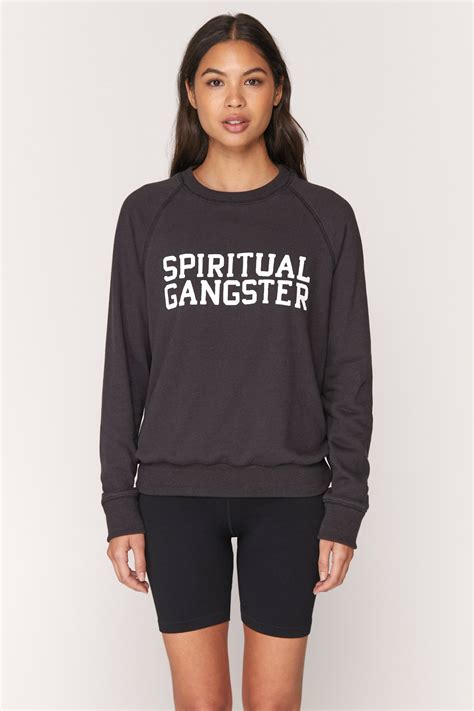 Spiritual gangster. Spiritual Gangster Yoga Long Sleeve Crew Neck Straight Fit T-Shirt. The classic Spiritual Gangster print on the front. 