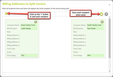 Split invoice example.  Split Billing will You can split an invoice for different deduction and ...