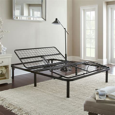 Split king bed frame. GZMR King Size Metal Platform Bed Frame Black and Brown King Metal Bed Frame The Bed frame adopts a steel frame structure with a metal slat system to support the mattress, ensure the firmness and stability of the bed frame, can provide your mattress with a load-bearing capacity of 600 pounds. you don’t need to worry about it getting crooked ... 