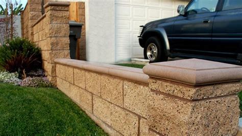 SplitFace Block Wall with Decorative Columns and Caps Garden Pinterest Block wall