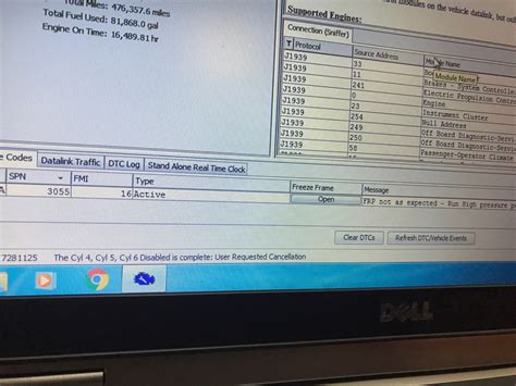 SPN 3055 FMI 0 and 17 (FRP System) Fault F