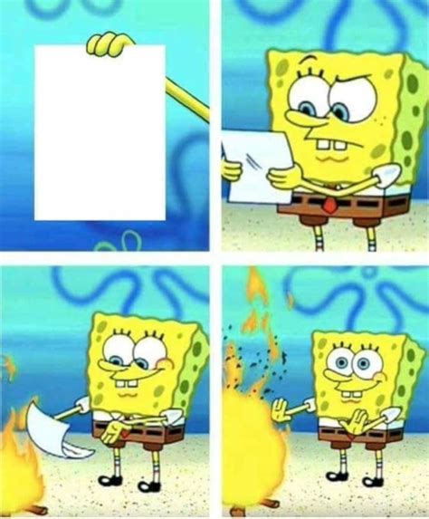 Spongebob blank meme. Insanely fast, mobile-friendly meme generator. Make Spongebob time card background memes or upload your own images to make custom memes. Create. Make a Meme Make a GIF Make a Chart ... try searching "empty" or "blank" templates. Add customizations. Add text, images, stickers, drawings, and spacing using the buttons beside your meme canvas. 