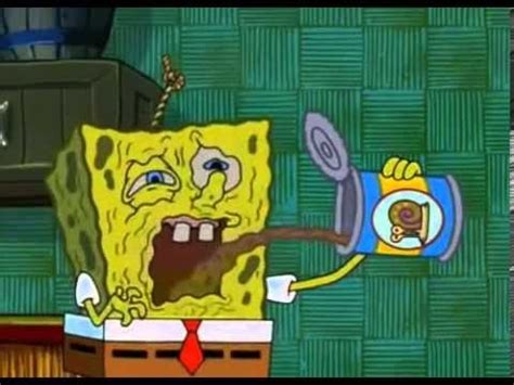 In the episode where SpongeBob tries Gary's food I thought I remembered his tongue turning gray and then crumbling to the ground. In this clip there's no gray at all. In this one it does turn gray but there's no crumbling. Am I thinking of the wrong episode? Please help I'm going crazy. Could have been from another moment in the episode.. 