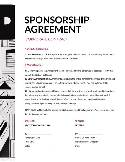 Sponsorship Contract Templates