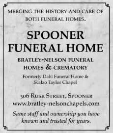 Spooner funeral home. Bratley-Nelson Funeral Homes & Crematory offers individualized funeral services in Spooner, Wisconsin and other locations. Find recent obituaries, directions, and contact information for Spooner Funeral Home and other services. 