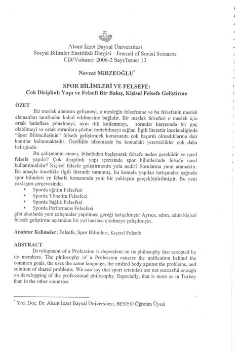 Spor ve Felsefe Can Dirgen.