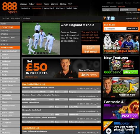 Sport 888. 888 Sport sign up offer: 100% up to £500 Welcome Bonus. 18+ NEW Customer offer • £10 min deposit using promo code 500BONUS • The bonus will be applied once the full deposit amount has been wagered at least twice with cumulative odds of 1.50 or greater • To withdraw any winnings from your bonus, you must wager the bonus amount at least 5 ... 
