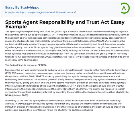 Sports Agent Responsibility and Trust ACT by Professor United