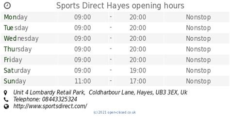 Sports Direct in Hayes, Opening Times - Localmint