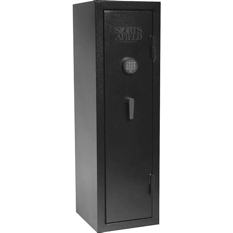 REVIEWS. Protect your firearms in the Sports Afield 12-Gun Fire-Rated Electronic Lock Safe. The electronic lock allows for easy access while maintaining security. The safe is fire rated for 20 minutes at 1,200 degrees, with a fully wrapped top shelf and gun rest.. 