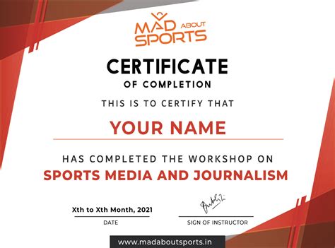 Sports media certificate. Download as a ready-to-print PDF or share on social media. Chosen by brands large and small. Our certificate maker is used by over 23,625,288 marketers, communicators, executives and educators from over 133 countries that include: ... Cute ones for kids’ activities, formal ones for higher education certificates, athletic styles for sports ... 