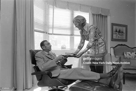 Sportscaster Howard Cosell at home with his wife, Emi. - Getty …