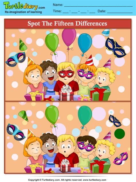 Spot the Difference Kids Turtle Diary Worksheet