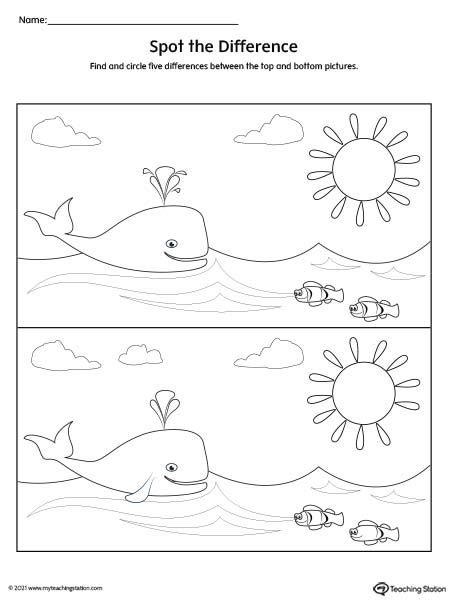 Spot the Difference Math Worksheets