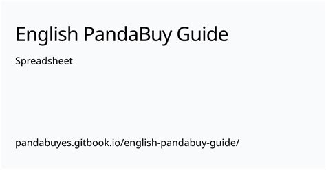 Spreadsheet - English PandaBuy Guide