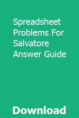 Spreadsheet problems for salvatore answer guide. - How to be an adult a handbook on psychological and spiritual integration.