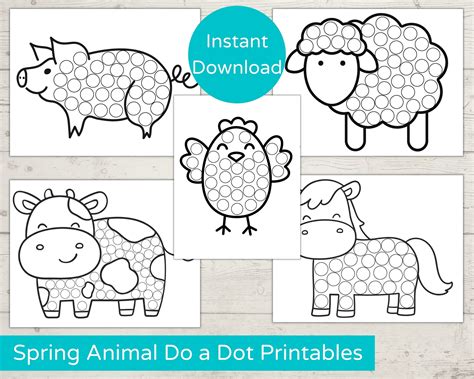 Spring Animals Dot Marker Printables/ Do a Dot Printable/ Baby Animals