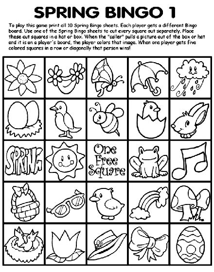 Spring Bingo 1 Coloring Page