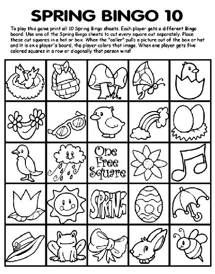 Spring Bingo 10 Coloring Page