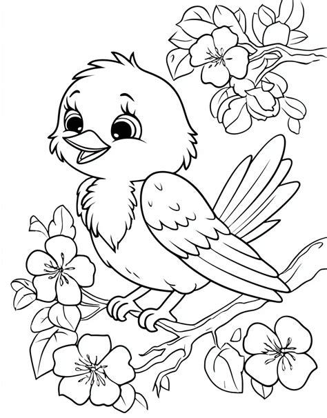 Spring Bird Coloring Pages