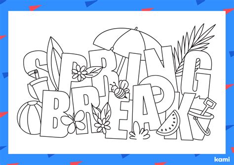 Spring Break Coloring Shee