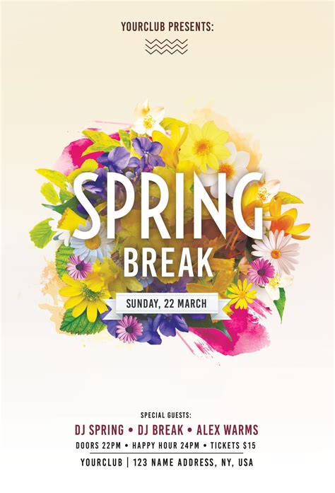 Spring Break PSD Free Flyer Template PixelsDesign Free psd flyer