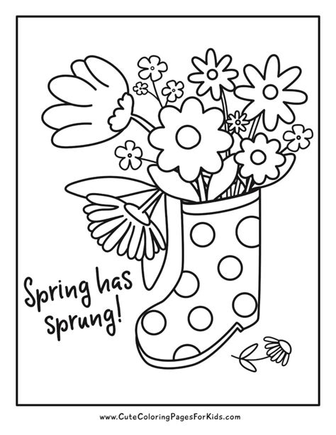 Spring Children and Fun Coloring Page 16 Spring Flowers Coloring